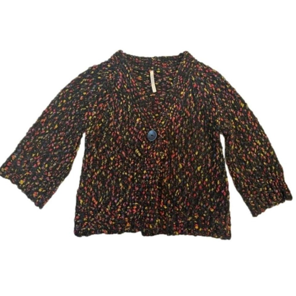Vintage Leo & Nicole Women's Chunky Knit Wool Blend Multicolor Sweater Jacket